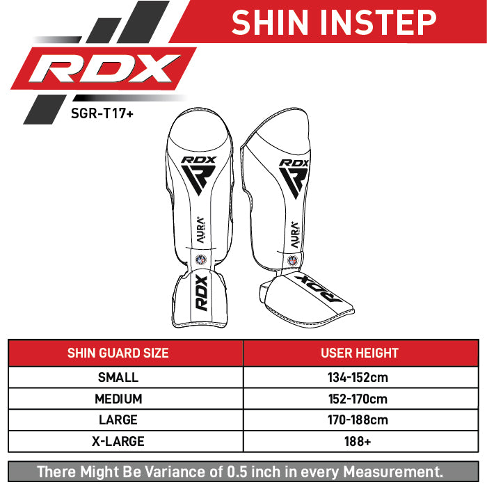 RDX AURA PLUS T17 Canilleras Para MuayThai y KickBoxing