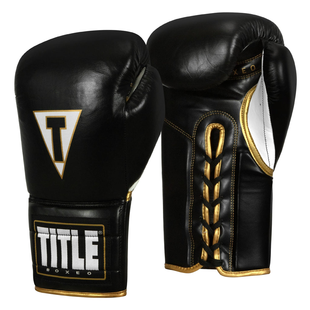 TITLE QUATRO CUERO CORDONES Guantes de boxeo