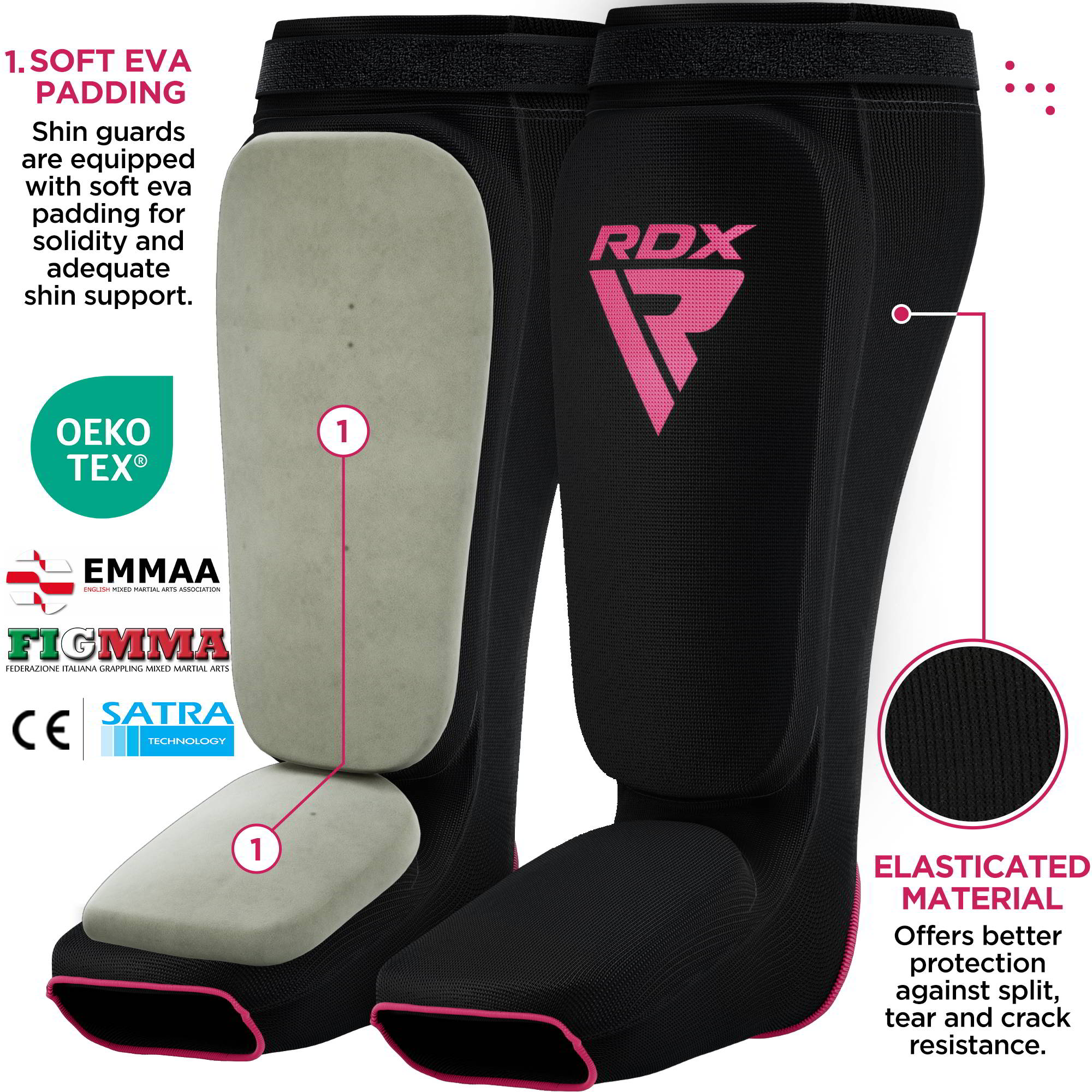 RDX SIB OEKO TEX Canilleras Para MuayThai y KickBoxing